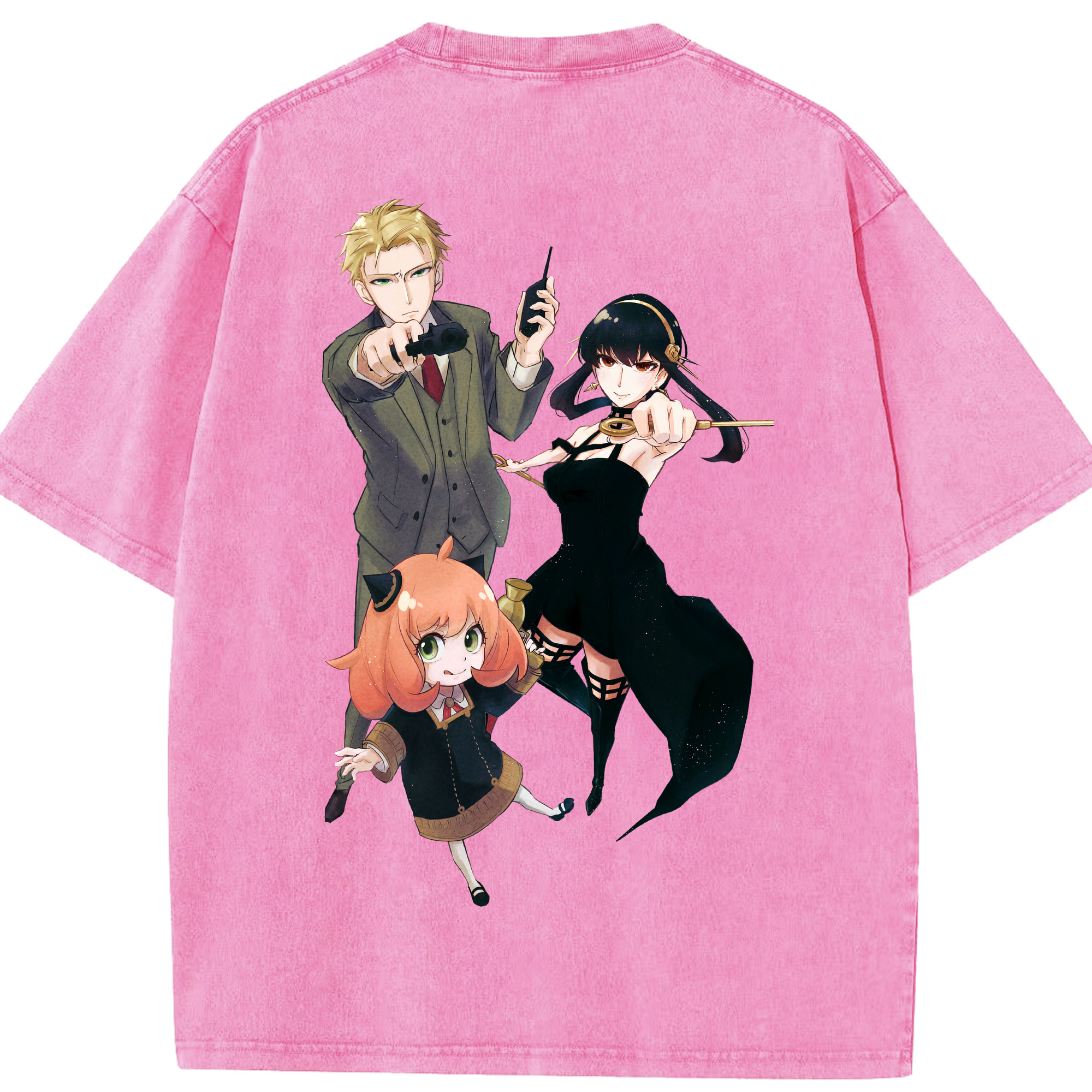 （画像用） SPY×FAMILY间谍家家酒 綿100% ヴィンテージ風 半袖Tシャツ（背面プリント）